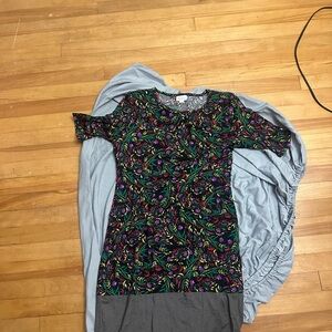 LuLaRoe Vibrant Floral Midi Dress - Black, Green, Purple